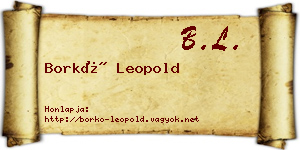 Borkó Leopold névjegykártya